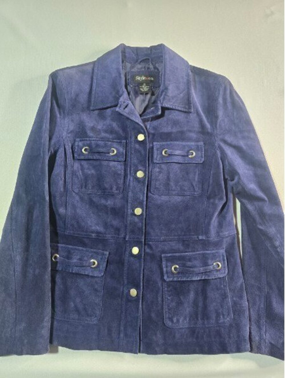 Rare Style & Co. Deep Blue Suede Button-Up Jacket